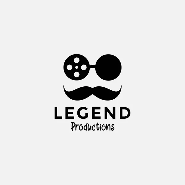 Homme Lunettes Soleil Cinéma Avec Moustache Chapeau Logo Design — Image vectorielle
