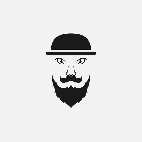 Uomo Con Lunga Barba Cappello Silhouette Logo Design — Vettoriale Stock