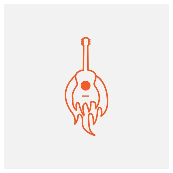 Ligne Feu Guitare Design Minimaliste Moderne Logo — Image vectorielle