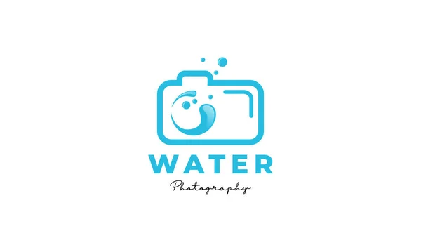 Onder Water Zee Golf Rivier Camera Fotografie Logo Ontwerp — Stockvector