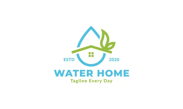 Abstract Water Huis Water Huis Lijn Sanitair Logo Ontwerp Icoon — Stockvector