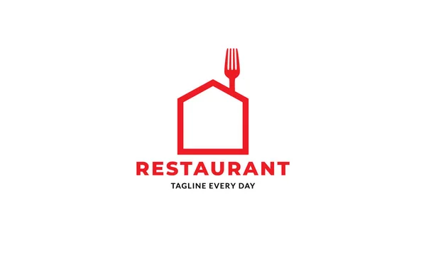 Línea Minimalista Simple Restaurante Comida Tenedor Logotipo Icono Diseño — Archivo Imágenes Vectoriales