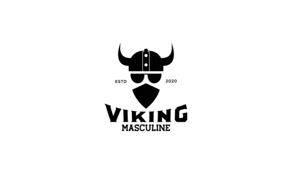 Ein Wikingerkopf Skandinavien Mit Maske Logo Design Silhouette — Stockvektor