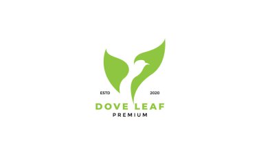 Yaprak modern logo tasarımlı negatif uzay kuşu 