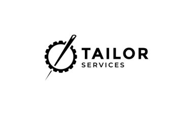 İğne ya da iğne terzi ve vites logosu tasarımı 