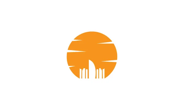 Dubai Stadt Sonnenuntergang Silhouette Logo Design Ikone — Stockvektor