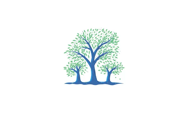 Drie Boom Moderne Illustratie Voor Familie Groep Community Logo Ontwerp — Stockvector