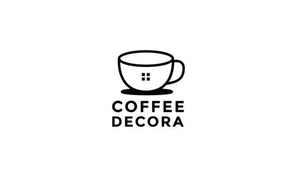 Taza Café Interior Arquitectura Logo Diseño — Vector de stock