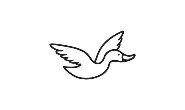 Linea Fly Duck Design Logo Stile Vintage — Vettoriale Stock