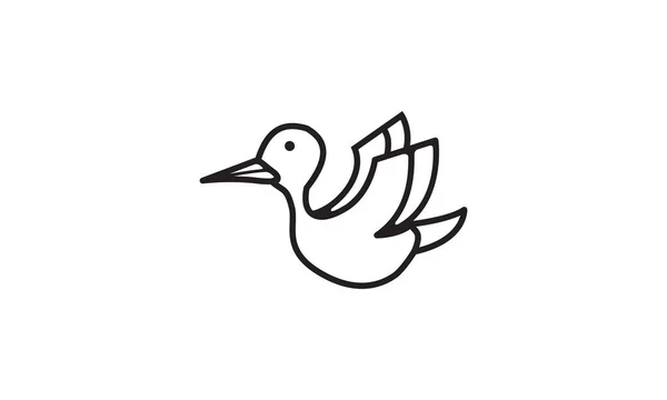 Linha Estilo Mosca Pássaro Minimalismo Logotipo Design — Vetor de Stock