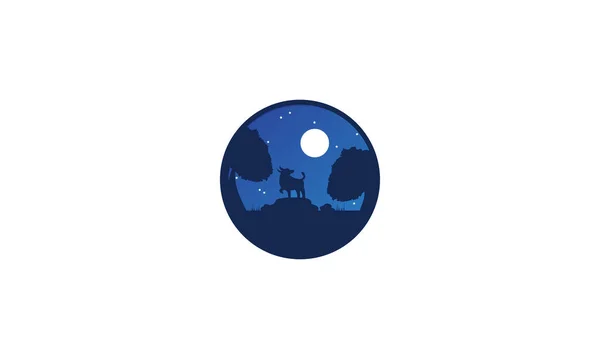 Illustration Bull Cow Night Moon Sticker Design — Stock Vector