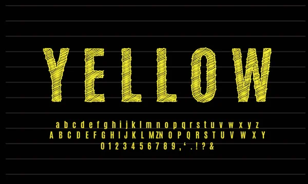 Κίτρινο Εφέ Κειμένου Σκίτσο Γραμματοσειρά Στυλ Σχεδιασμού — Διανυσματικό Αρχείο