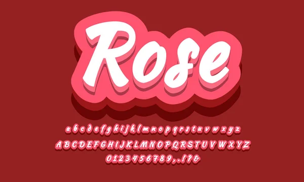 Vintage Rose Red Text Effect Font Effect Style Design — Stock Vector