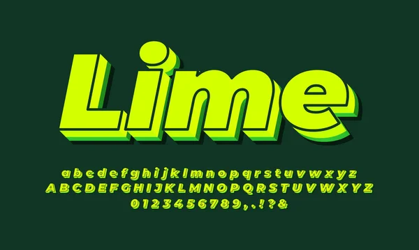 Lime Πράσινο Αποτέλεσμα Κειμένου Γραμματοσειρά Στυλ Σχεδιασμού — Διανυσματικό Αρχείο