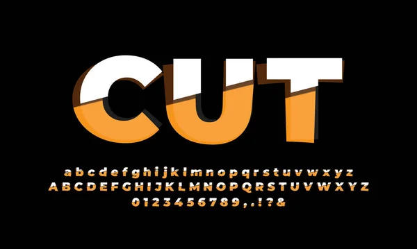 Oranje Wit Gesneden Alfabet Letter Tekst Effect Lettertype Effect Design — Stockvector