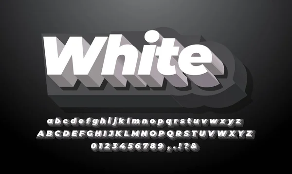 Zwart Wit Modern Schoon Alfabet Letter Tekst Effect Lettertype Effect — Stockvector