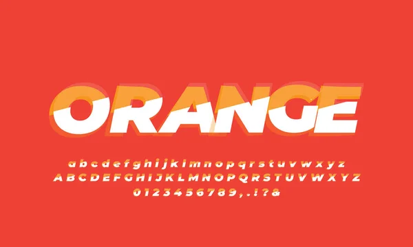Oranje Wit Gescheiden Alfabet Letter Tekst Effect Lettertype Effect Ontwerp — Stockvector