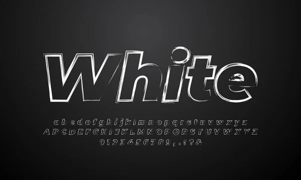 Weißes Retro Pinselalphabet Oder Buchstaben Texteffekt Oder Schriftdesign — Stockvektor