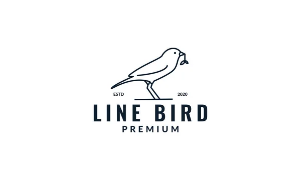 Minimalistisk Kanariefågel Linje Med Blad Logotyp Design — Stock vektor
