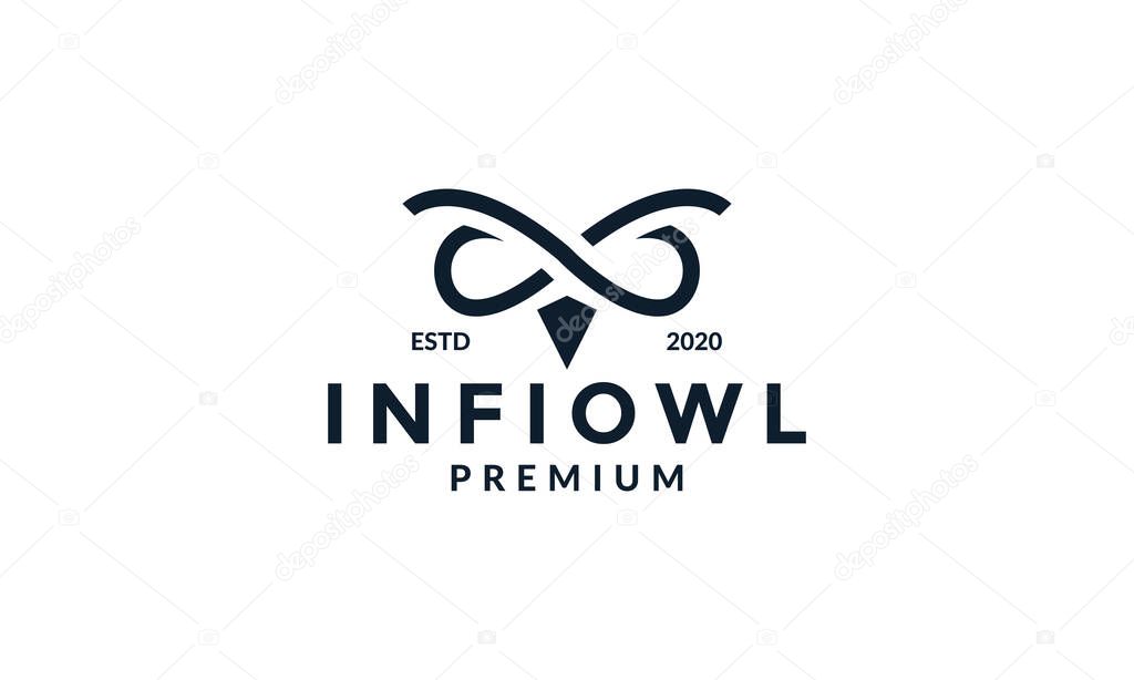 infinity eyes bird owl logo design