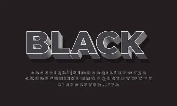 Moderno Suave Negro Efecto Fuente Efecto Texto — Vector de stock