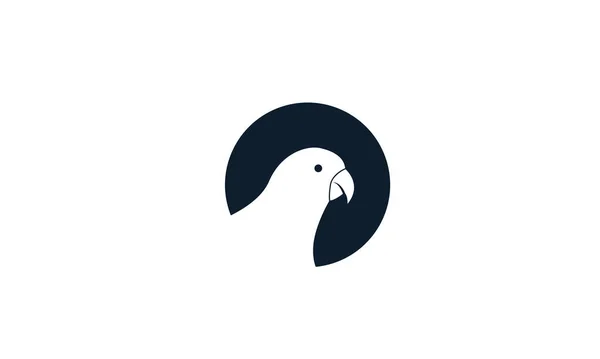 圆形标识设计上的鹦鹉鸟可爱的头部轮廓 — 图库矢量图片
