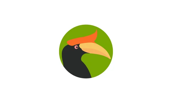 Abstrait Oiseau Hornbill Tête Coloré Logo Design — Image vectorielle