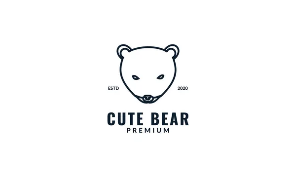 Mel Bonito Urso Urso Polar Cabeça Linha Animal Design —  Vetores de Stock