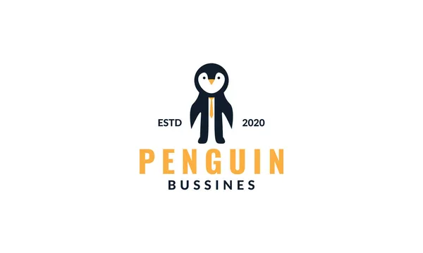 Ładny Pingwin Logo Krawat Ikona Wektor Ilustracja — Wektor stockowy