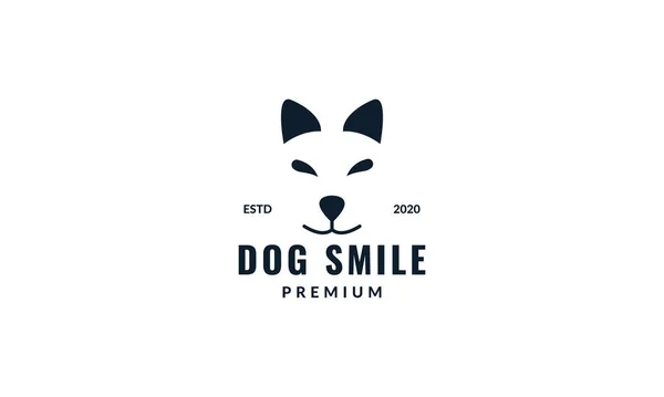 Szczęśliwy Lub Uśmiech Twarz Głowa Pies Linia Logo Ikona Wektor — Wektor stockowy