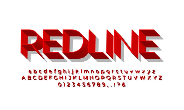 Ince Kırmızı Harf Numarası Veya Yazı Tipi Efekti Tasarımı — Stok Vektör