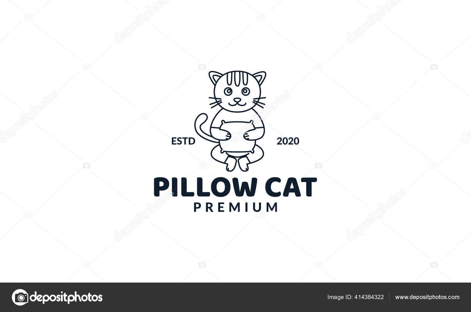 Cute Cat Playing On Pillow Cartoon Vector Icon Illustration