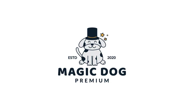 Ilustracja Uroczy Kreskówka Abstrakcyjny Nowoczesny Pies Magii Kapelusz Logo Wektor — Wektor stockowy