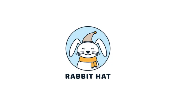 Illustration Niedlich Cartoon Tier Kaninchen Mit Hut Und Schal Logo — Stockvektor