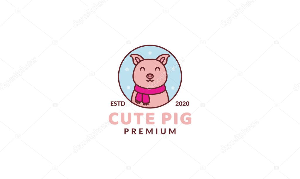cute cartoon abstract pig or warthog or wild boar head logo icon vector