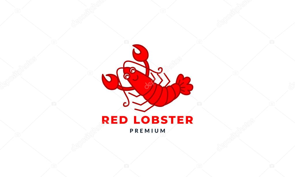 shrimp or prawn or lobster cute cartoon logo icon vector illustration