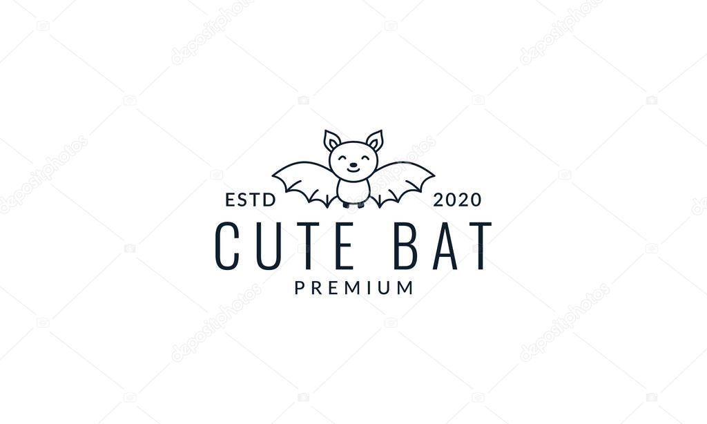 bat kids smile happy line logo icon vector illustration