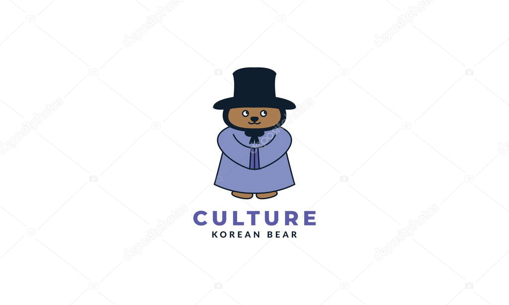 bear with Korean culture traditional cloth illustration cute cartoon