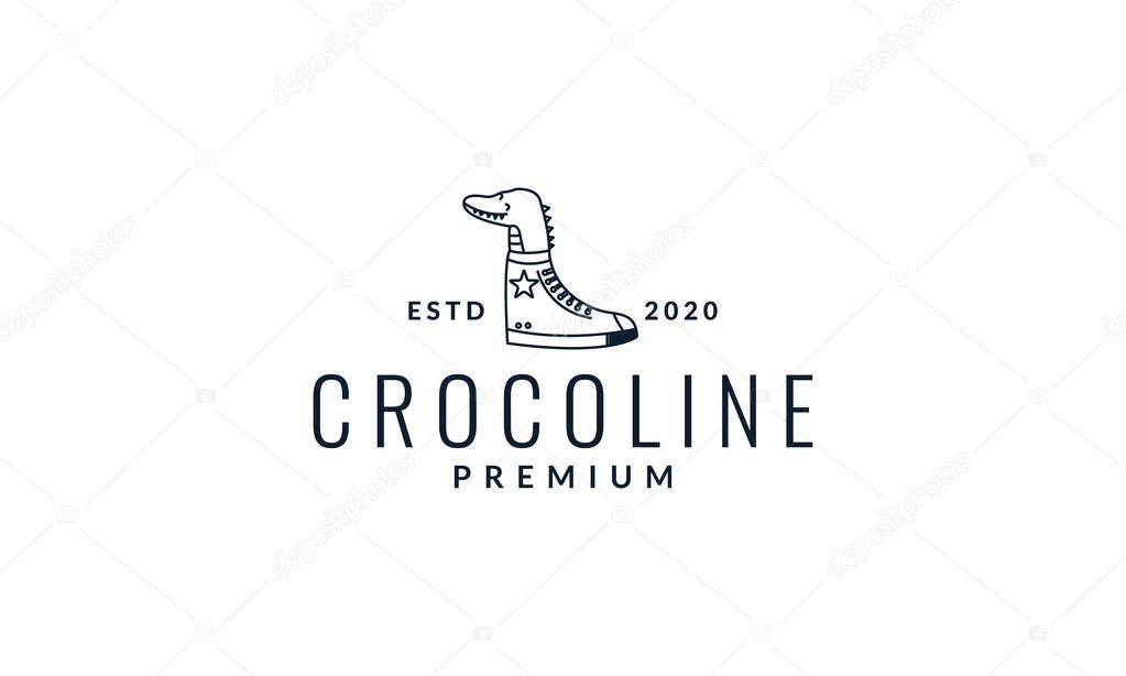 Crocodile or alligator with shoes cute vector illustration