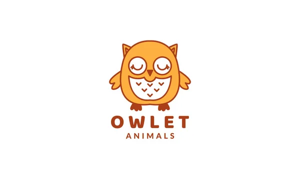 Owl Owlet Sleep Cute Cartoon Logo Vector Illustration — Stock Vector