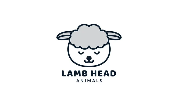 Pecore Capra Testa Sonno Carino Cartone Animato Logo Vettore Illustrazione — Vettoriale Stock