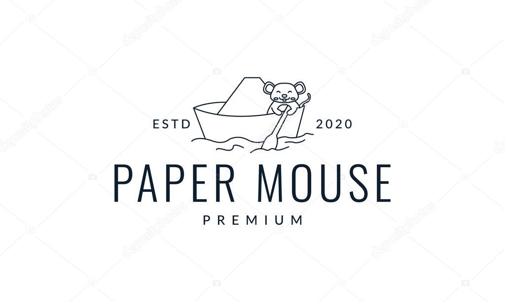 mouse or rat with boat cute cartoon vector  illustration