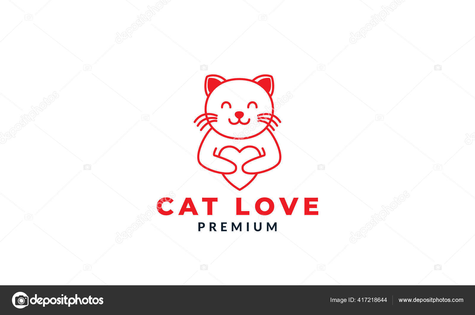 Cat love cute smile hug lover logo icon Royalty Free Vector
