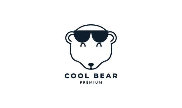 Cabeça Urso Com Óculos Sol Linha Logotipo Vetor Ícone Ilustração — Vetor de Stock