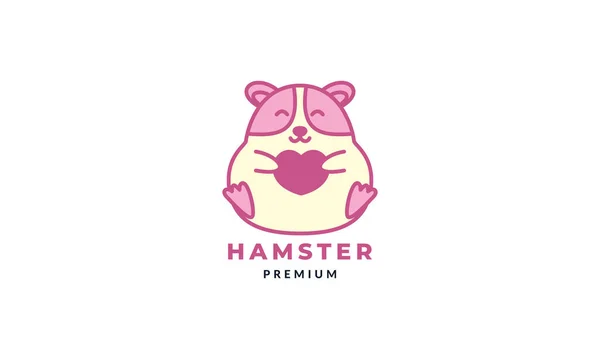 Hámster Con Amor Corazón Logo Vector Icono Ilustración Diseño — Vector de stock