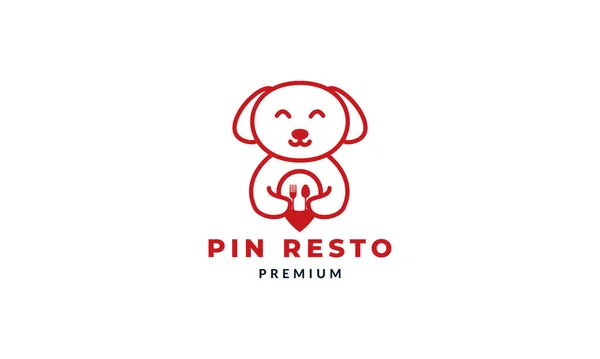 Cane Animale Domestico Con Pin Cibo Carino Cartone Animato Logo — Vettoriale Stock