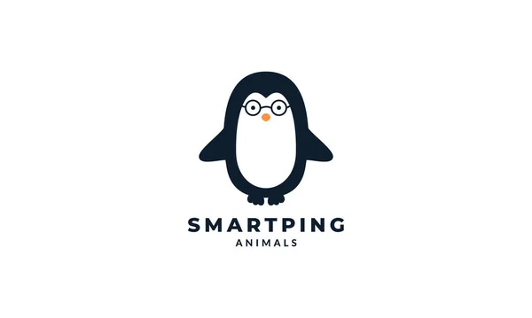 Pingouin Avec Des Lunettes Soleil Dessin Animé Mignon Logo Vectoriel — Image vectorielle
