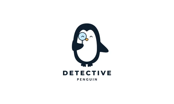 Pingwin Jako Detektyw Cute Wektor Kreskówki Ilustracja Projekt — Wektor stockowy
