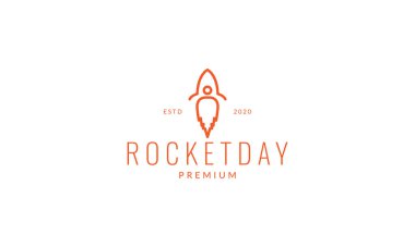 Ateş hattı minimalist logo vektör illüstrasyon tasarımlı roket