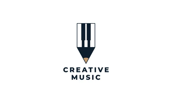 Diseño Ilustración Vectores Logotipo Creativo Piano Pluma — Archivo Imágenes Vectoriales